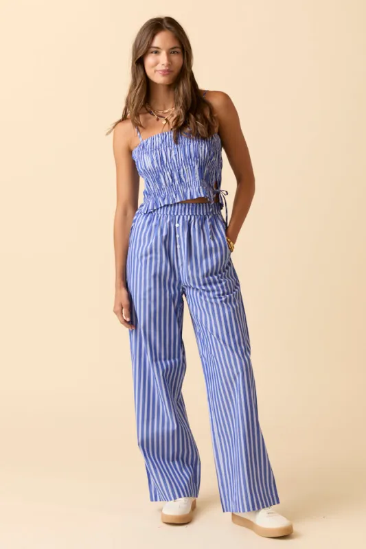 Becca Blue Striped Lounge Boxer Pants sold by Pink Lily