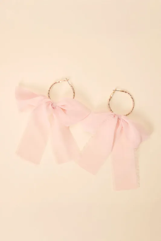 Molly Pink Bow Hoop Earrings sold by Pink Lily