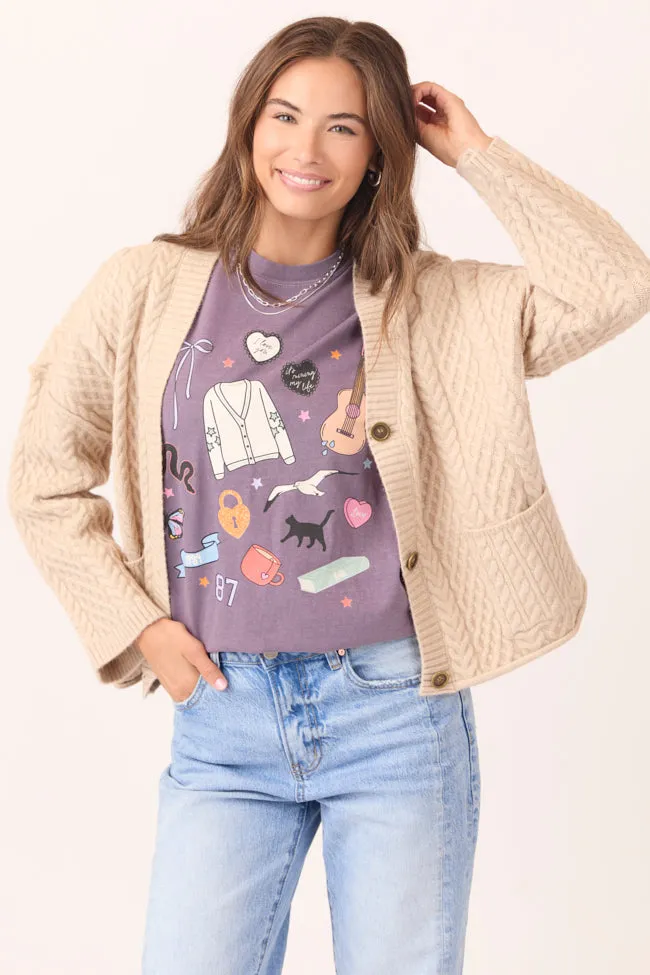 Eras Multi Icons Purple Graphic Tee sold by Pink Lily product image thumbnail 4