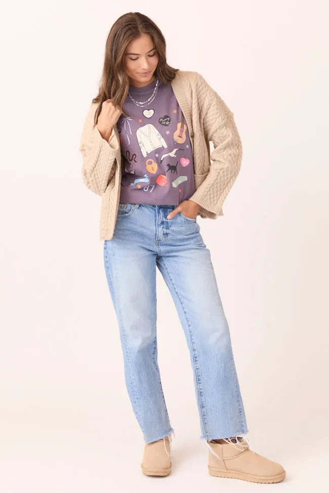 Eras Multi Icons Purple Graphic Tee sold by Pink Lily product image thumbnail 3