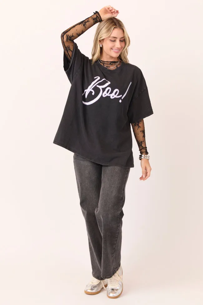 Boo! Black Oversized Graphic Tee sold by Pink Lily product image thumbnail 3