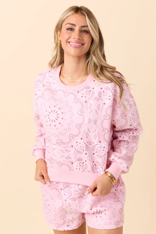 Lilah Pink Paisley Lounge Set sold by Pink Lily