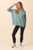 Mariah Sage Green Relaxed Long Sleeve Pullover Tunic sold by Pink Lily
