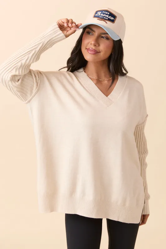 Mariah Ivory Relaxed Long Sleeve Pullover Tunic sold by Pink Lily