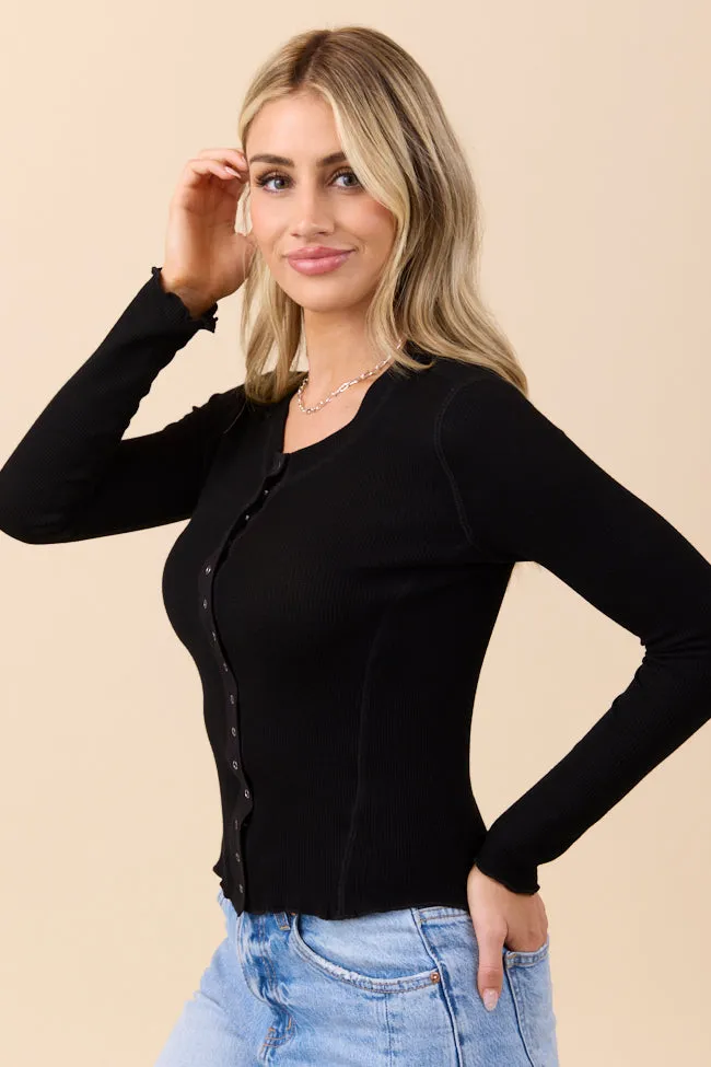 Anneliese Black Waffle Henley Top FINAL SALE sold by Pink Lily product image thumbnail 5