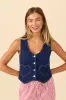 My Favorite Dark Wash Stretch Denim Vest sold by Pink Lily