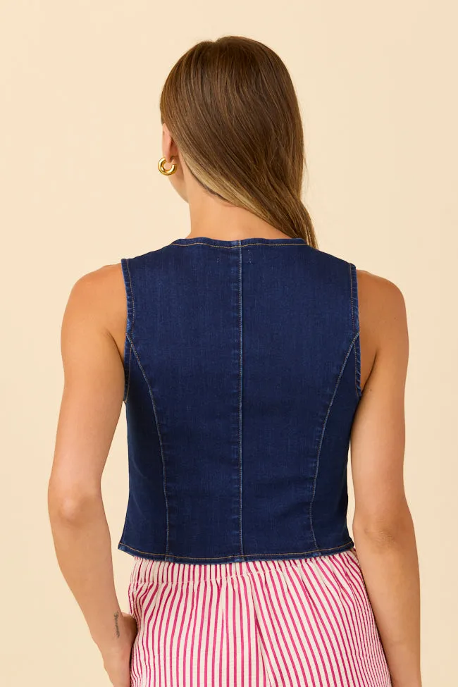 My Favorite Dark Wash Stretch Denim Vest FINAL SALE sold by Pink Lily product image thumbnail 4