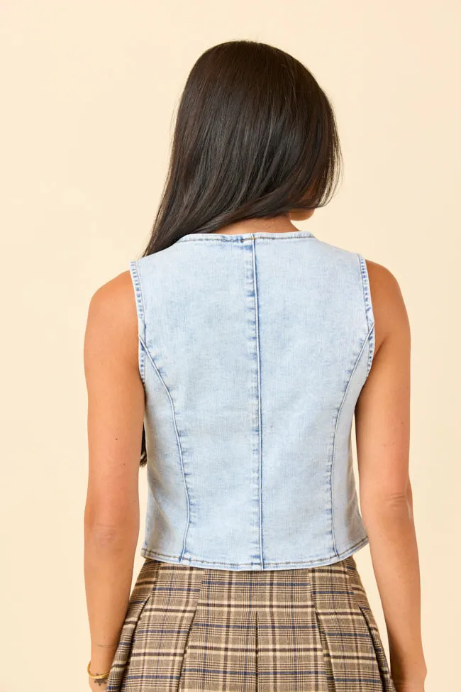 My Favorite Light Wash Stretch Denim Vest FINAL SALE sold by Pink Lily product image thumbnail 4