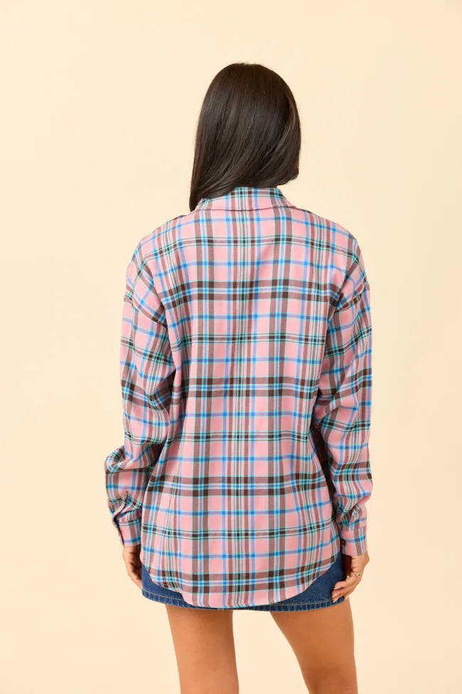 Rory Pink and Blue Plaid Flannel Button Down Top FINAL SALE sold by Pink Lily product image thumbnail 4