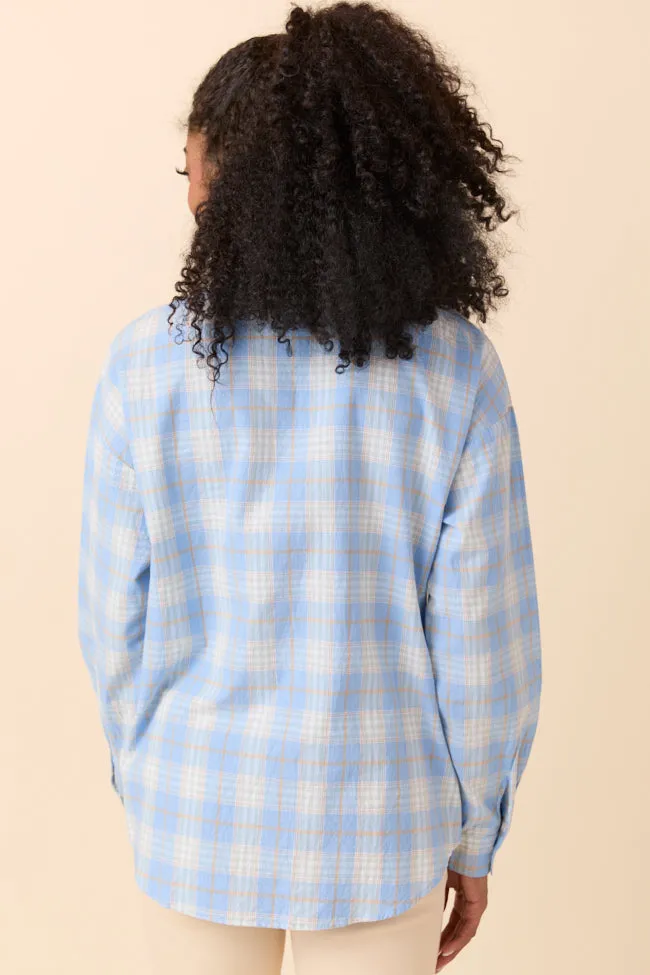 Rory Blue and Cream Plaid Button Down Top sold by Pink Lily product image thumbnail 5