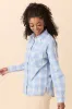 Rory Blue and Cream Plaid Button Down Top SALE sold by Pink Lily