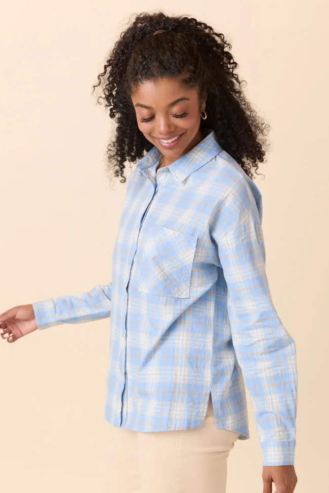 Rory Blue and Cream Plaid Button Down Top sold by Pink Lily product image thumbnail 4