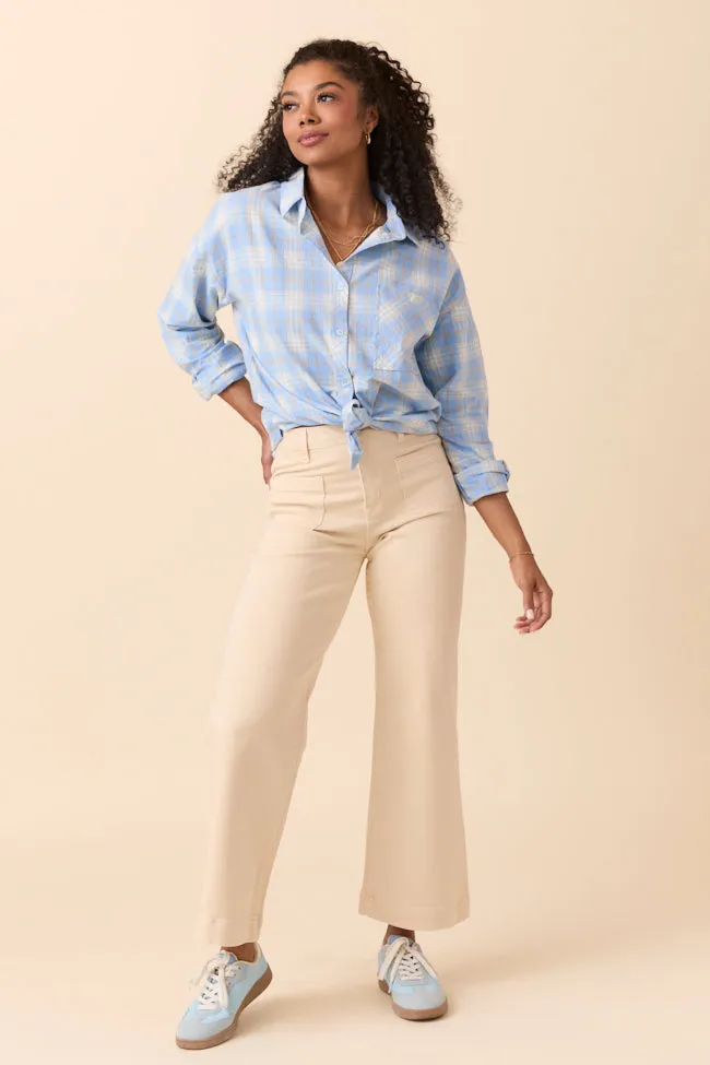 Rory Blue and Cream Plaid Button Down Top sold by Pink Lily product image thumbnail 3