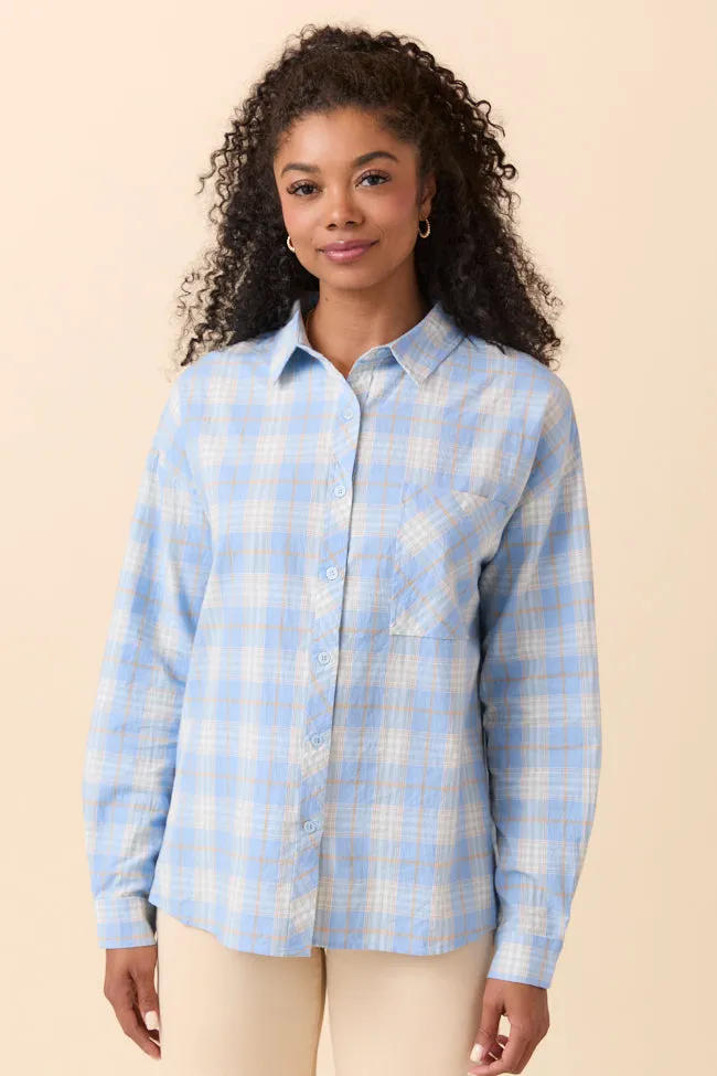 Rory Blue and Cream Plaid Button Down Top sold by Pink Lily product image thumbnail 2
