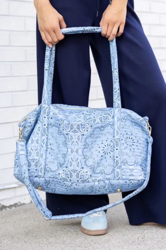 Lilah Blue Paisley Duffle Bag SALE sold by Pink Lily