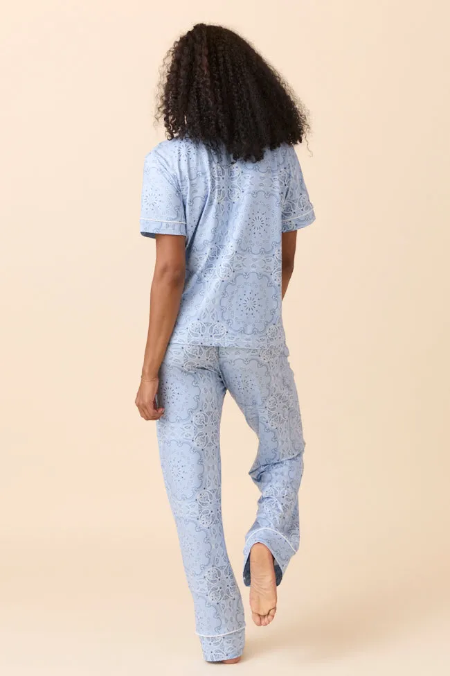 Helena Blue Paisley Pajama Set FINAL SALE sold by Pink Lily product image thumbnail 4