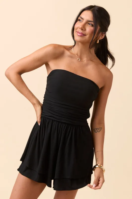 Tammy Black Strapless Romper sold by Pink Lily
