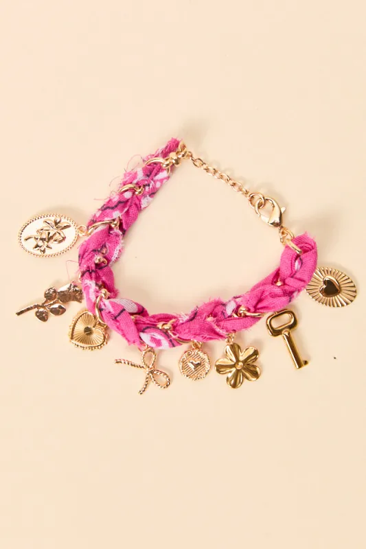 Haven Pink Bandana Charm Bracelet sold by Pink Lily