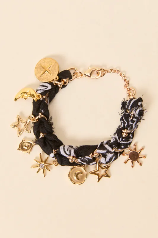 Haven Black Bandana Charm Bracelet sold by Pink Lily