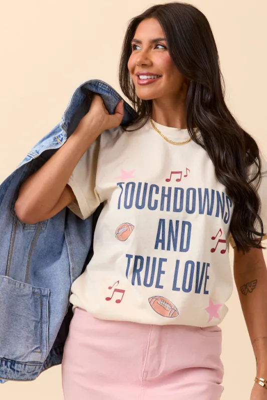Touch Downs And True Love Ivory Graphic Tee sold by Pink Lily