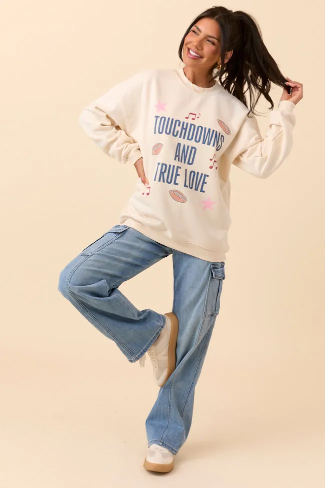 Touch Downs And True Love Cream Graphic Sweatshirt sold by Pink Lily product image thumbnail 4