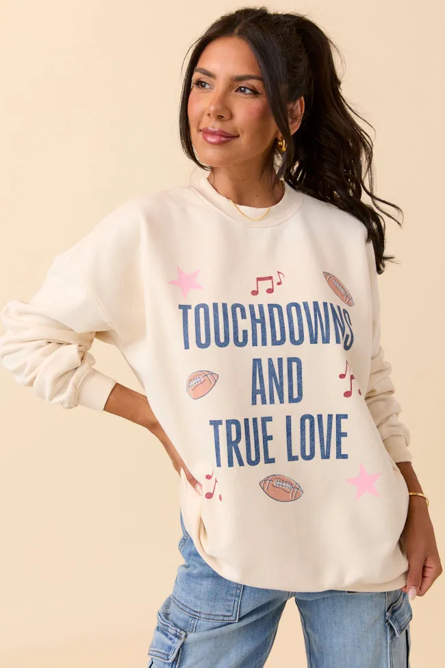 Touch Downs And True Love Cream Graphic Sweatshirt sold by Pink Lily product image thumbnail 3