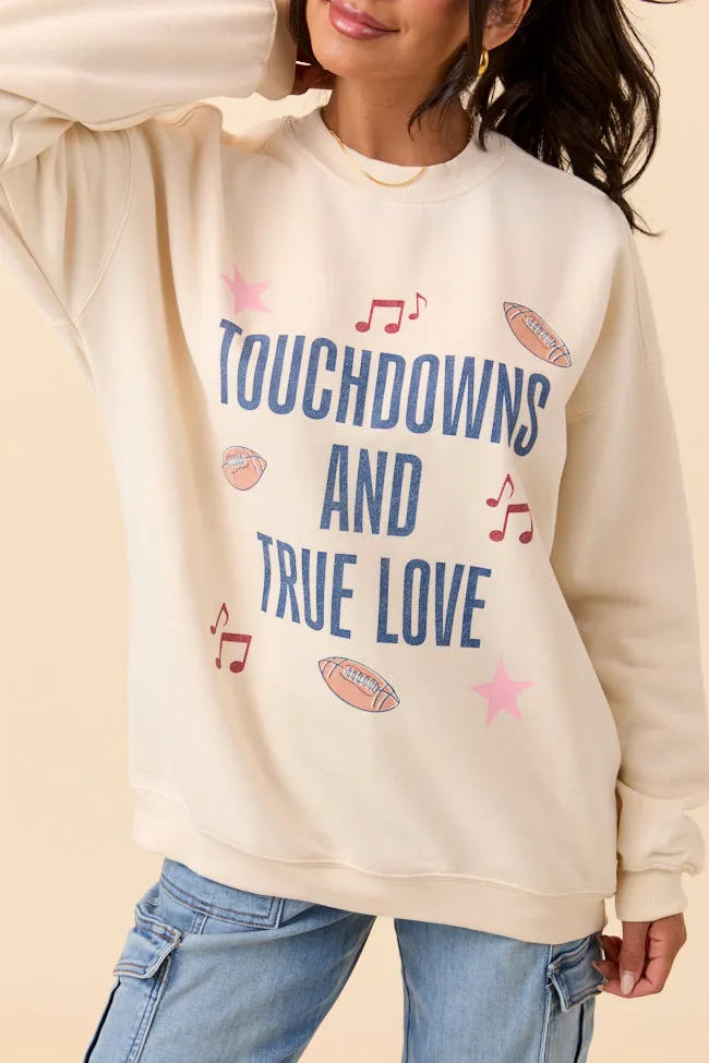 Touch Downs And True Love Cream Graphic Sweatshirt sold by Pink Lily product image thumbnail 2