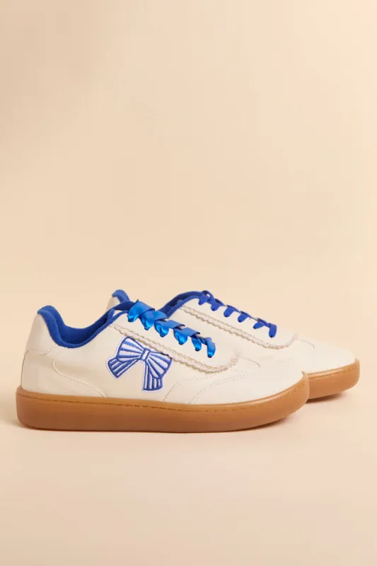 Mahryn Blue Bow Sneakers sold by Pink Lily