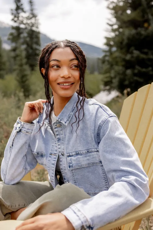 My Favorite Light Wash Denim Jacket sold by Pink Lily