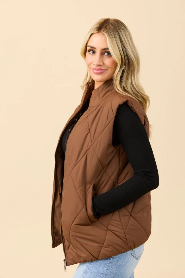 Dora Chocolate Quilted Puffer Vest sold by Pink Lily product image thumbnail 3