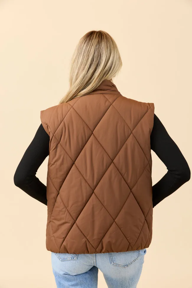 Dora Chocolate Quilted Puffer Vest sold by Pink Lily product image thumbnail 4