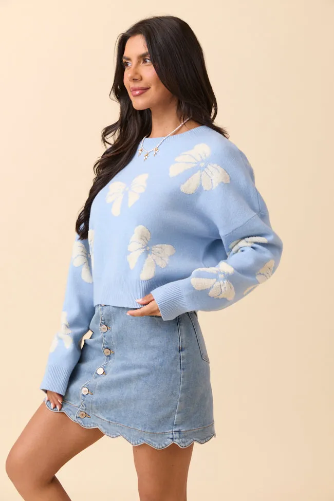 Faye Long Sleeve Blue Bow Print Sweater SALE sold by Pink Lily product image thumbnail 3