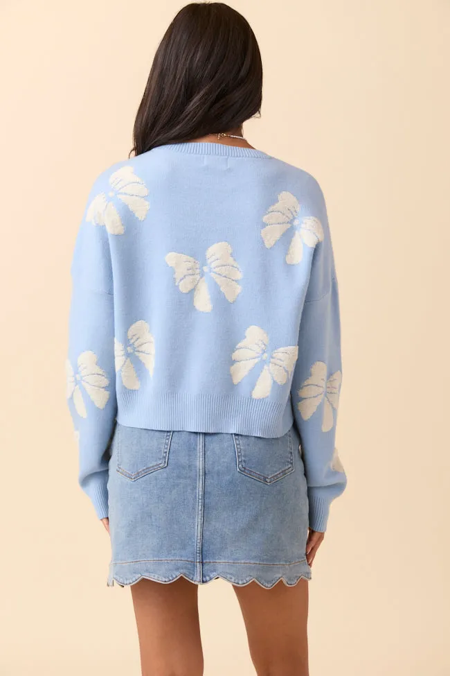 Faye Long Sleeve Blue Bow Print Sweater SALE sold by Pink Lily product image thumbnail 4