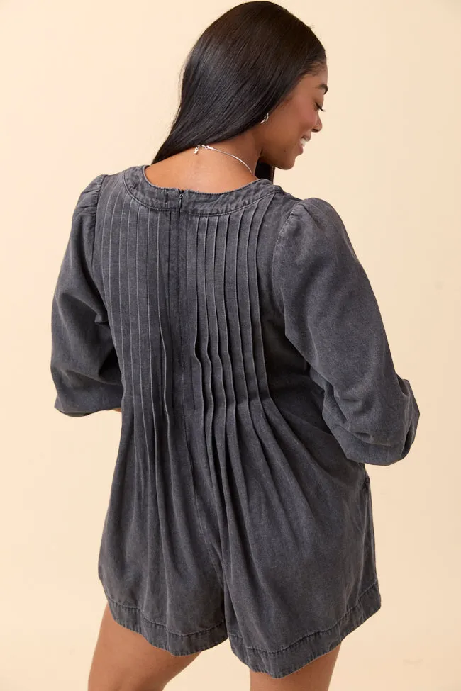 Eleanor Long Sleeve Charcoal Romper FINAL SALE sold by Pink Lily product image thumbnail 4