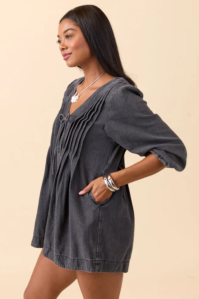 Eleanor Long Sleeve Charcoal Romper FINAL SALE sold by Pink Lily product image thumbnail 3