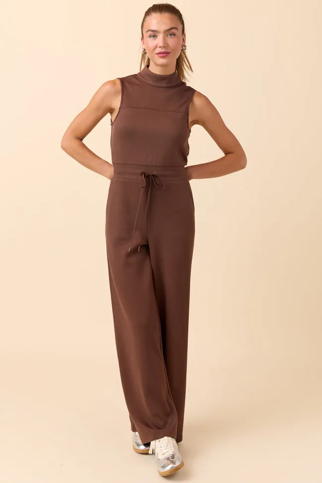Mira Brown Mock Neck Jumpsuit FINAL SALE sold by Pink Lily product image thumbnail 4