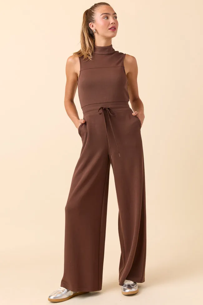 Mira Brown Mock Neck Jumpsuit FINAL SALE sold by Pink Lily product image thumbnail 3