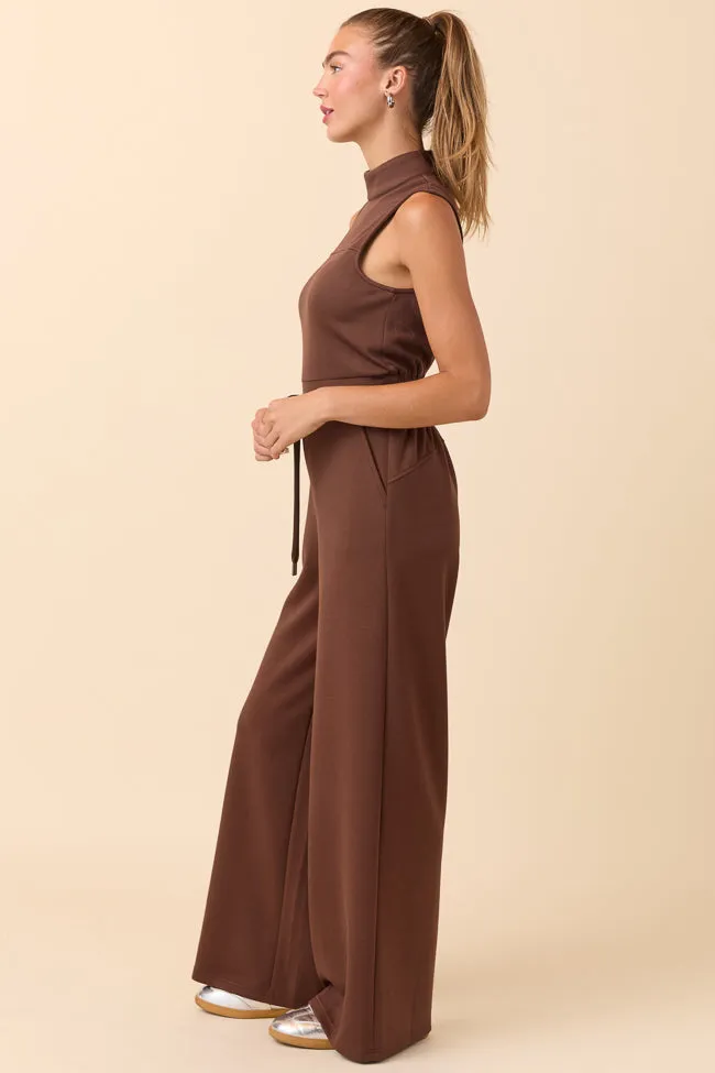 Mira Brown Mock Neck Jumpsuit FINAL SALE sold by Pink Lily product image thumbnail 5