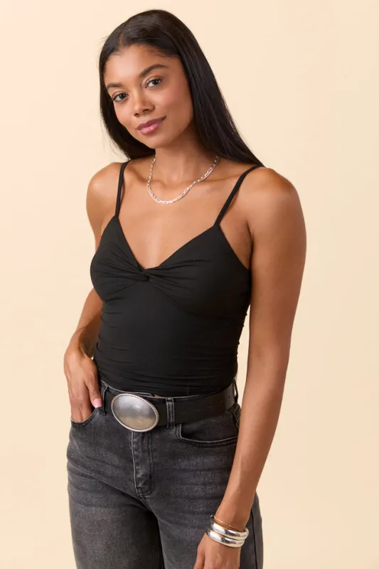 Talia Black Twist Front Tank sold by Pink Lily