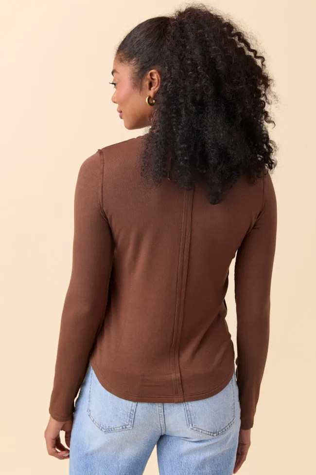 McClaine Chocolate Long Sleeve Henley sold by Pink Lily product image thumbnail 4