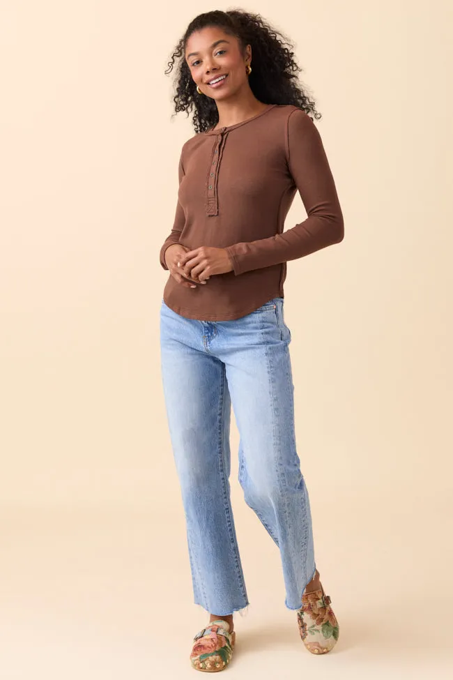 McClaine Chocolate Long Sleeve Henley sold by Pink Lily product image thumbnail 2