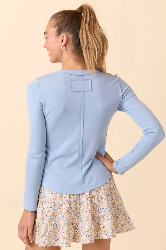 McClaine Blue Long Sleeve Henley sold by Pink Lily product image thumbnail 4