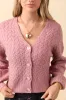 Heather Pink V-Neck Cardigan sold by Pink Lily