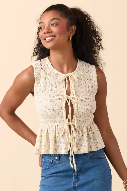 Luciana Floral Front Tie Top sold by Pink Lily