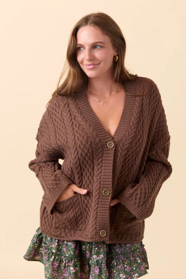Pippa Brown Cable Knit Cardigan FINAL SALE sold by Pink Lily