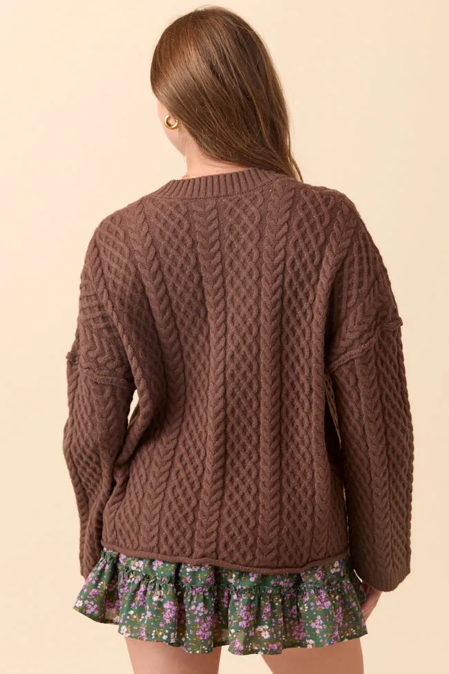 Pippa Brown Cable Knit Cardigan FINAL SALE sold by Pink Lily product image thumbnail 4