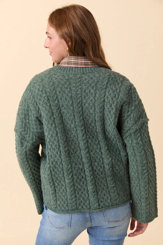 Pippa Forest Green Cable Knit Cardigan sold by Pink Lily product image thumbnail 4