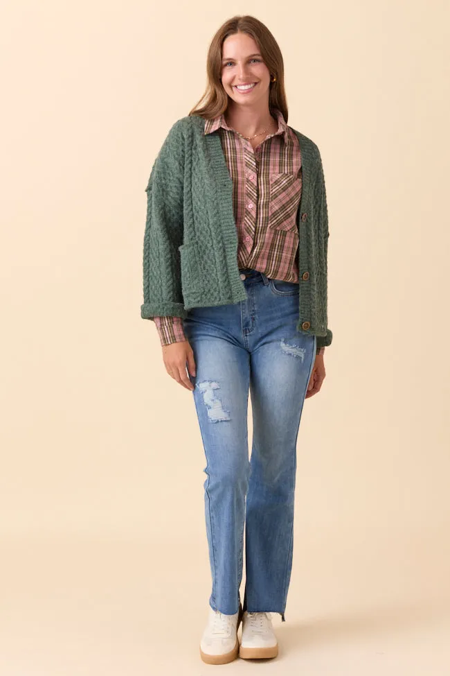 Pippa Forest Green Cable Knit Cardigan sold by Pink Lily product image thumbnail 2
