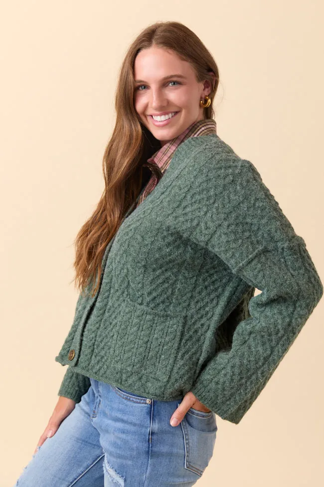 Pippa Forest Green Cable Knit Cardigan sold by Pink Lily product image thumbnail 3