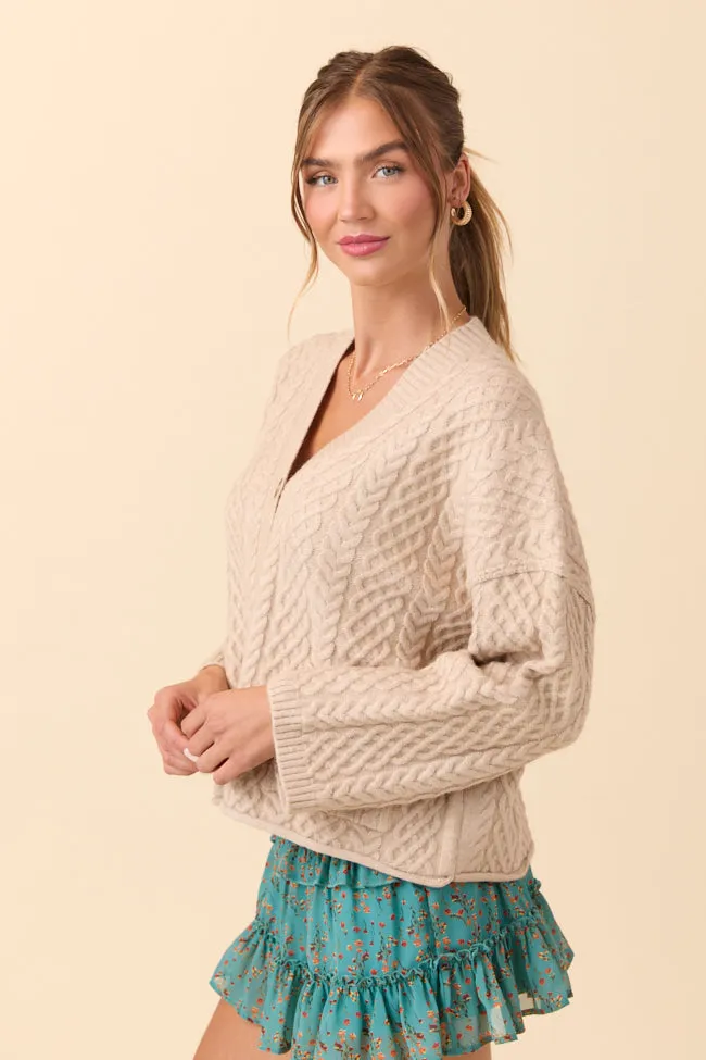 Pippa Taupe Cable Knit Cardigan FINAL SALE sold by Pink Lily product image thumbnail 3
